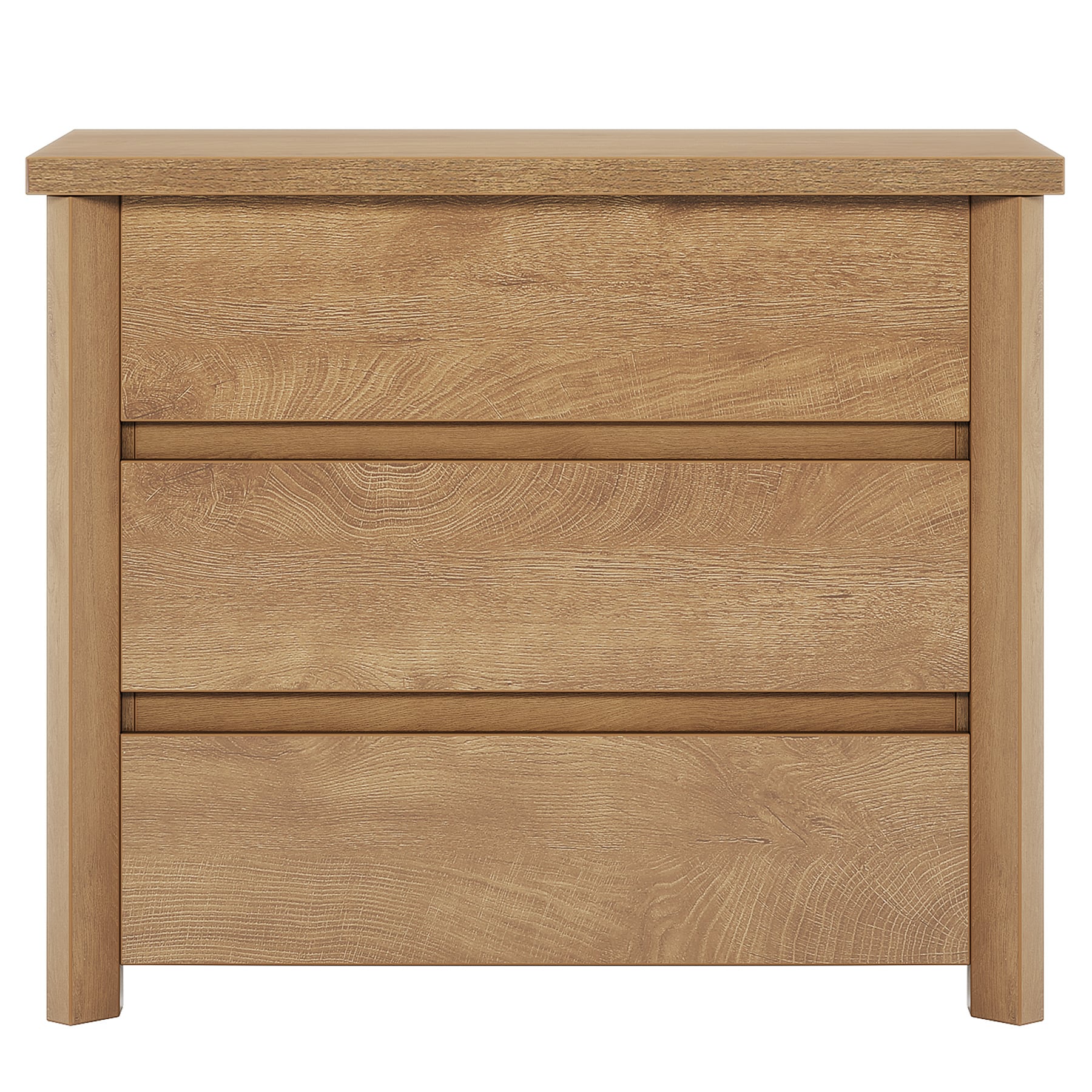 Wide Nightstand, Farmhouse Bedside Table With 3 Storage Drawers_voghion.com